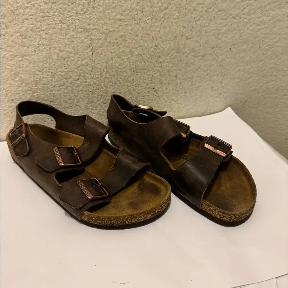 Birkenstock Dark Brown MILANO unisex SANDAL,HABANA,42  (US MENS 9 US WOMENS 11)